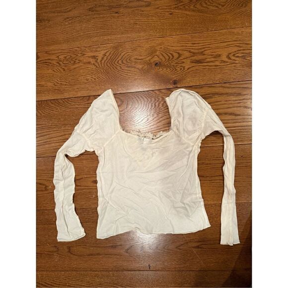 Moda International Ivory Lace-Trim Long Sleeve Top – Size S - Picture 2 of 4